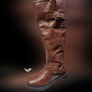 Brown Knee-High Riding Boots Shoe Dazzel Georgina